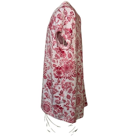 BEAUTIFUL Chico’s pink & white parsley design TOP Chico's short sleeve Shirt blo - Picture 3 of 9
